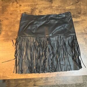 Trouvé Faux Fringe Black Skirt Sz. 2